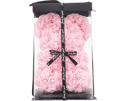 Rozen beer Licht Roze - Rose Bear - 25 cm - Inclusief Giftbox & Kaartje