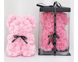 Rozen beer|Rozen teddybeer van roze kunstrozen van 25cm Valentijnsdag /Moederdag /Verjaardag/ rose bear/ bloemen beer / teddy beer