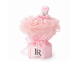 Rozen boeket Roze met Teddy Voor Vaderdag – Kunstrozen – Valentijn Cadeau / Romantisch Geschenk / Decoratie – La Roselle Amsterdam