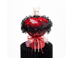 Rozen met Teddybeer – Rode Rozen Cadeaubox met knuffel konijn