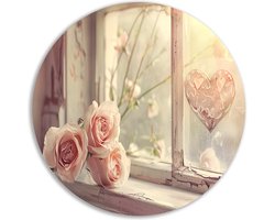 Rozen wandschalen - Bloemen muurcirkels - Schilderij rond Vensterbank - Schilderijen industrieel - Wandschalen - Woonaccessoires muurcirkel forex 100x100 cm