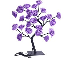 Rozenboom Lamp - Bloemenlamp Nachtlampje - Sfeerverlichting Creëren - Verstelbare Takken - 140x60x330mm - Paars