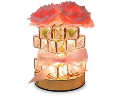 Rozenlamp LED – Kristallen Decor Lamp – Dimbaar & USB Oplaadbaar – Romantische Tafellamp voor Slaapkamer – Ideaal Cadeau voor Valentijn & Verjaardag