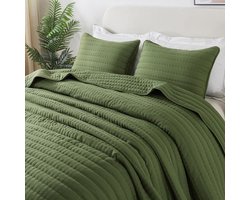 R.SHARE Bedsprei 220x240 cm, Gezellige Deken, Ultrazachte Quilt voor Alle Seizoenen, Microvezel Sofa Deken (zonder Kussensloop) - Groen