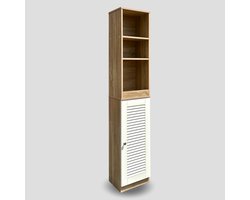 RST Design-Badkast Amelle -Kolomkast- Badkamerkast -Hoge Staande Kast - Verticale Kast - Wit/Eiken- 26 x 34 x 170