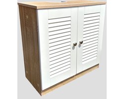 RST Design- wastafelonderkast Amelle -wastafelkast- badkamerkast- onderkast- badmeubel- badmeubelkast-wastafelmeubel- Wit/Eiken- 60 x 30 x 60 cm