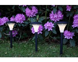 RTM Lighting Solar Priklampen -Zwart -Set van 3 -26CM -Zonne-Energie