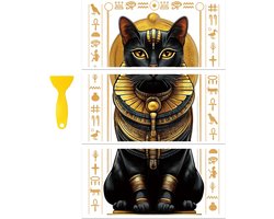 Rub on Transfer Stickers voor Meubeldecoratie - 15x30cm, 3 Stuks met Oude Egyptische Katten, Waterdicht en UV-bestendig voor Hout, Glas en Porselein