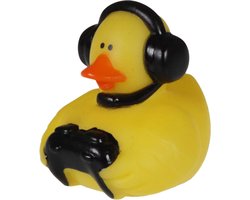 Rubber badeendje gamer - zwart - badkamer fun artikelen - size 5 cm - kunststof - speelgoed eendjes