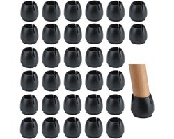 Rubber Chair Leg Caps - Zwarte Meubels Voet Pads Covers - Houten Vloer Bescherming - Antislip Tegen Krassen voor Stoel Bureau Poten - Ronde Caliber 32pcs 17-21mm