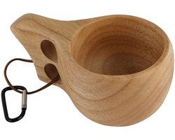 Rubber Wooden Mug met Dubbel Gat - Koffiekop - Waterbeker - Individuele Houten Mok