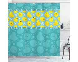 Rubberen Eend Douchegordijn met Aqua Bellen - Stijlvolle Badkamerdecoratie 175 x 240 cm