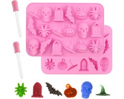 Rubberen Halloween bakvorm - set van 2 bonbonvormen met buret