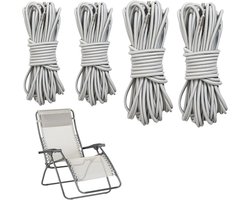 Rubberen koorden voor tuinstoel - set van 4 stuks, vervangende elastische koorden, grijs - geschikt voor relax-ligstoel en zonnestoel.