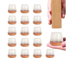 Rubberen Stoelbekleding Been Vloerbeschermers - Meubelpootdoppen Vilt - Stoelpootvloerbeschermers - Vloerbescherming Meubels - Rond - Doorschijnend - Stoelen - 16 stuks - Rubber - Bescherming - Vloeren Furniture.
