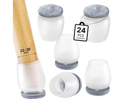 Rubberen Stoelhoezen Set van 24 Stuks voor Bescherming van Vloeren, Transparante Silicone Voetjes tegen Krassen en Geluid, Geschikt voor Ronde Stoelen van 15-20mm