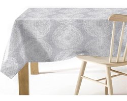 Rubberen Tafelkleed - Beschermhoes - Buiten Eten - Waterafstotend - 140 x 350 cm - Grijs Patroon