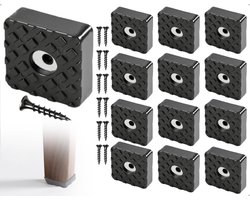 Rubberen Voetjes - Set van 12 stuks voor Bescherming van Meubels en Vloeren - Schroefbare Meubelpoten - Antislip Rubberen Buffers - Thuis en Kantoor Gebruik - Zwart - Ideaal voor Tafels en Stoelpoten