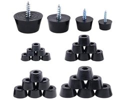 Rubberen voetjes voor meubels met schroeven en roestvrijstalen ring