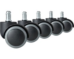 Rubberen wielen voor bureaustoelen -5 stuks - grijs