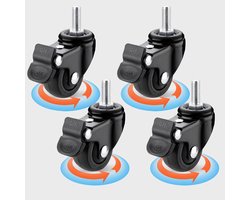 Rubberen Wielen - Zwenkwielen Rem - Meubel Verplaatsen - TPE Materiaal - M6 M8 M10 - Zwart
