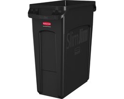 Rubbermaid - Slim Jim met luchtsleuven 60 liter - Polyethylene - zwart - Prullenbak