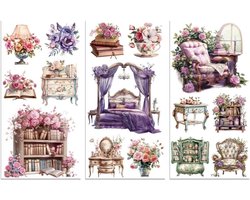 Rubbing on transfers voor ambachten 15cmx30cm, 3 stuks Vintage meubels, waterdichte transfers voor dressoirs, glas, porselein, hout en plastic