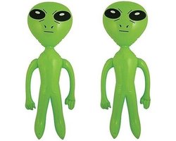 Rubies Opblaasbare groene alien poppetje - 2 stuks - 64 cm - Space decoratie