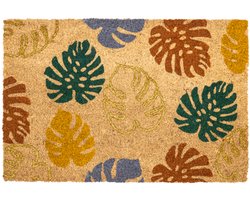 Ruco Glitter Leaves 40 x 60 cm - Kokosmat - Deurmat Binnen - Kokos Deurmat - Geïmplanteerd - Vinyl Onderzijde