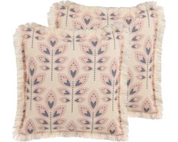 RUDBECKIA - Sierkussen set van 2 - Lichtbeige - 60 x 60 cm - Polyester
