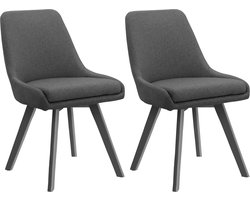 Rudi2|Set van 2 eetkamerstoelen in antraciet wol-look stof