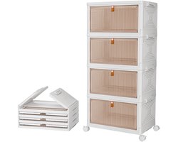 Ruesious 4-laags opbergkast met lades - opvouwbaar - met lades - opbergkast met wielen - slaapkamer - woonkamer 83.48*38.98*27.94cm