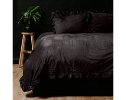 Ruffles Velvet Dekbedovertrek Antraciet-Lits-jumeaux (240 x 200/220 cm)