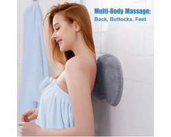 Rug en Voeten Scrubber Douche - Donker Grijs - Antraciet - Rug Borstel - Zuignappen - Zelfklevend - Voeten Borstel - Lichaamsborstel - Grijs
