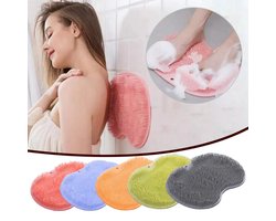 Rug Scrubber - Rug Borstel - Scrubber - Scrub - Voet Scrubber - Voet Massage - Siliconen - Zelfklevend - Badkamer - Douche - Douche Mat - Grijs