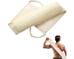 Rug Spons Scrubber van Loofah - Scrubborstel Doucheborstel Badborstel Massageborstel - Scrub Massage Douche & Bad Lichaam Borstel - badborstel - Voor in de douche of in bad - Douche accessoires - Wit - 70cm - 1 stuk