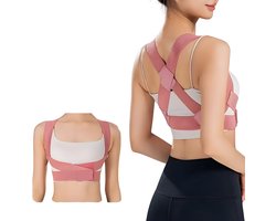 Rugbrace & Houding Corrector - Maat L - Roze - Verstelbare Rugsteun voor Onderrug, Rug & Schouders - Comfortabele Rug band voor Dames - Ergonomisch Ontwerp - Ondersteunt een Prettige Zit en Sta houding - Ideaal voor Werk en Sport