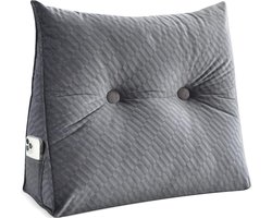 Rugkussen Leeskussen voor bed 60 cm, rugleuning Driehoekig bankkussen Wandkussen Bed voor lezen Slaapkamer Erker Hoofdeinden Tatami De kussenhoes is wasbaar in de machine grijs