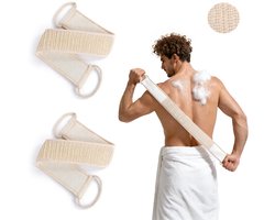 Rugschrobhanddoek - 68*8 cm - 2 stuks - Diepe reiniging - Exfoliërend - Met trekkoord - Masserende rugschrobhanddoek - Exfoliërende handdoek van katoen en linnen - Badhanddoek voor het scrubben en reinigen van het lichaam - Lichaamshanddoek