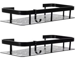 Ruhhy Badkamer rekje - 2x stuks - zwart - L30 cm - zwevend - industrieel - voor badkamer of keuken