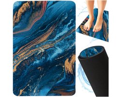 Ruhhy Badmat 80x50 cm marmer design blauw goud antislip en snel drogend comfortabel en stijlvol