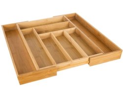 Ruhhy besteklade bamboe - 45 x 33/50 x 5 cm - organizer - bestekbak - keuken