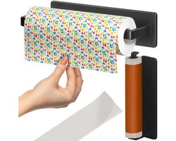 Ruhhy Keukenrolhouder 25 cm – Zwarte Metalen Hanger voor Keuken & Badkamer – Montage Zonder Boren of Schroeven