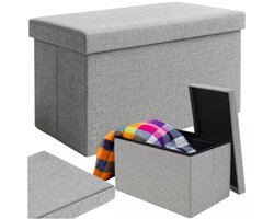 Ruhhy Lichtgrijze stoffen Poef 60×30×30 cm – Stijl & Comfort