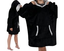 Ruhhy XXL Deken Sweatshirt - Oversized Zwarte Hoodie van Flanel voor Warmte en Comfort