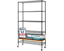 Ruimtebesparend Metaal Rek met Wieltjes voor Keuken, Badkamer en Kantoor - 5 Planken en tot 120 kg Draagvermogen