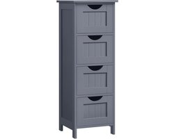 Ruimtebesparende Badkamerkast Met 4 Laden - 30 X 30 X 82 Cm - Smal Voor Woonkamer, Slaapkamer, Hal - Vrijstaand - Grijs