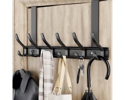 Ruimtebesparende Deurkapstok - Deurgarderobe met 6 Haken - Universele Deurhakenlijst - Kledinghaak voor Deur - Slaapkamer Badkamer deurkapstok opdekdeur