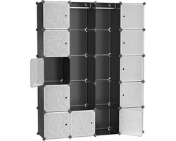 Ruimtebesparende Garderobekast met 2 Kledingstangen - Modulaire Opbergoplossing 143 x 36 x 178 cm Zwart