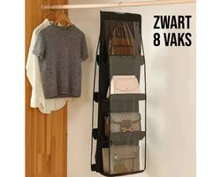 Ruimtebesparende Hangende Handtas Organizer – 8 Vakken - Kledingkast Opbergsysteem Zwart - 105 x 35 cm